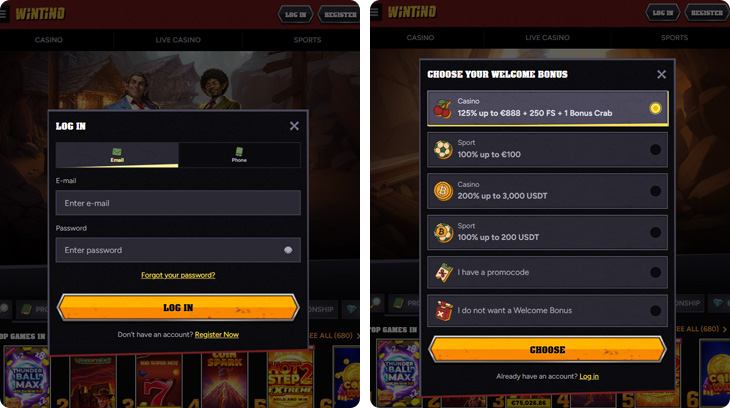 Prijava u Wintino Casino