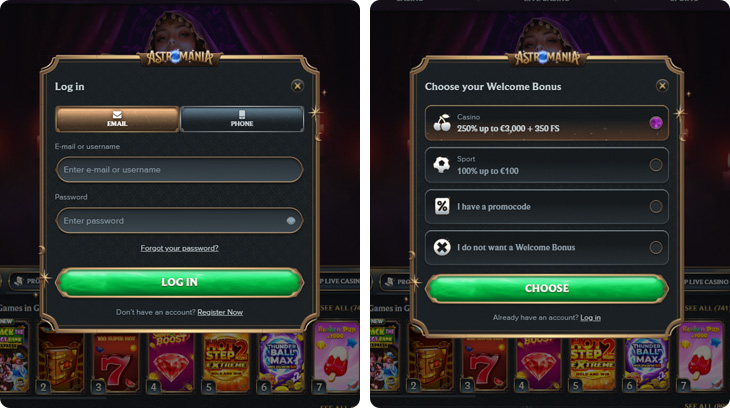 Astromania Casino prijava