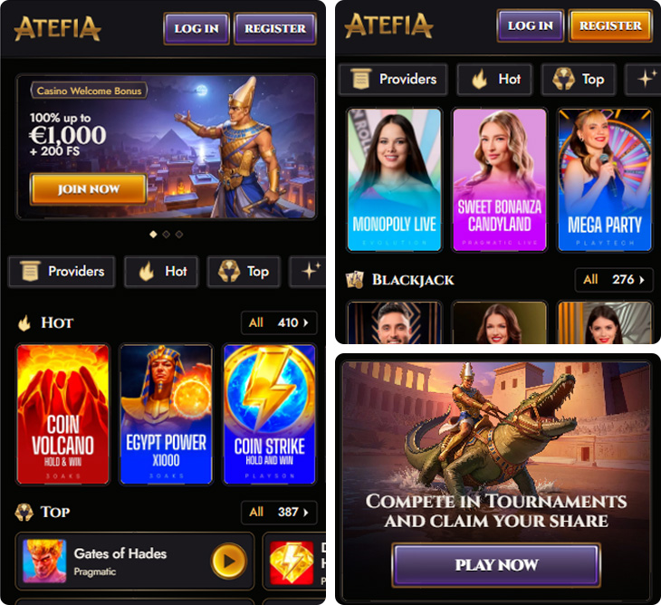 Atefia Casino na mobilnim uređajima