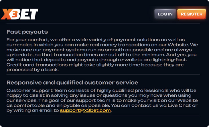 x3bet Casino Payouts