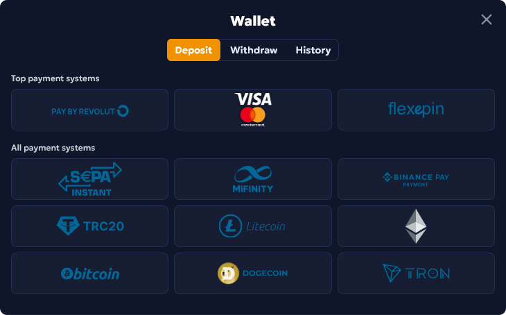 Casper Bets Casino Deposit Methods