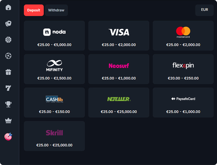 BetBay Casino befizetési módok