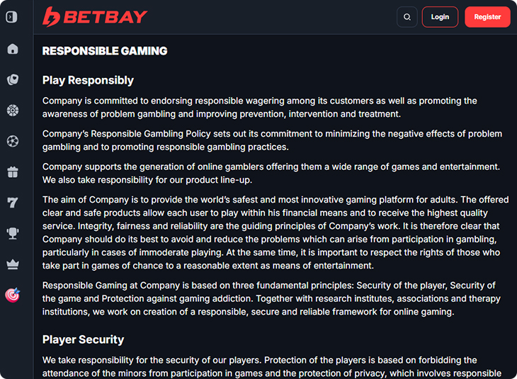 BetBay Casino biztonság