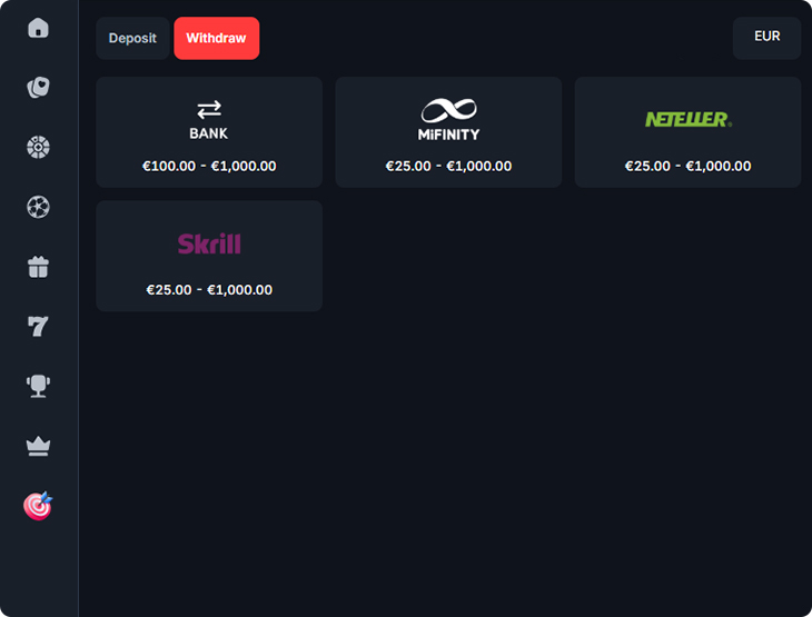 BetBay Casino kifizetési módok
