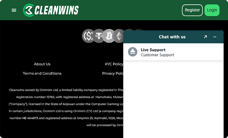 Cleanwins Casino Customer Support