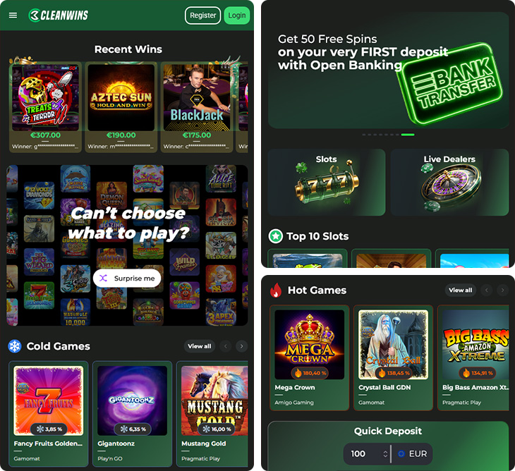Cleanwins Casino Features