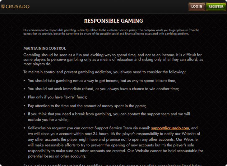 Ασφάλεια Crusado Casino