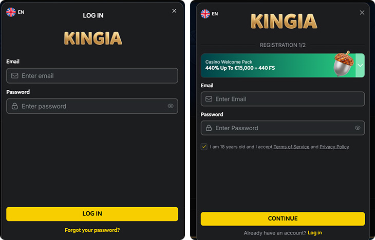 Kingia Login and Registration