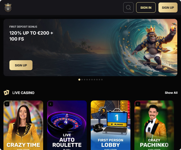 SpinKong Casino dizájn