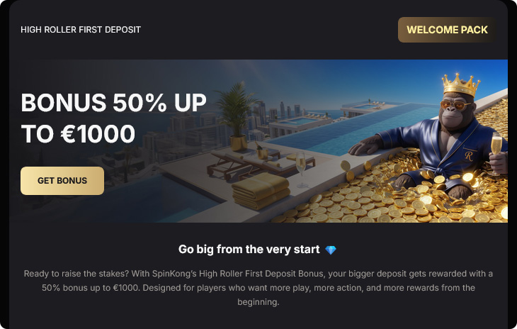 SpinKong Casino High Roller bónusz