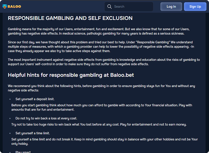 Baloo Casino Security
