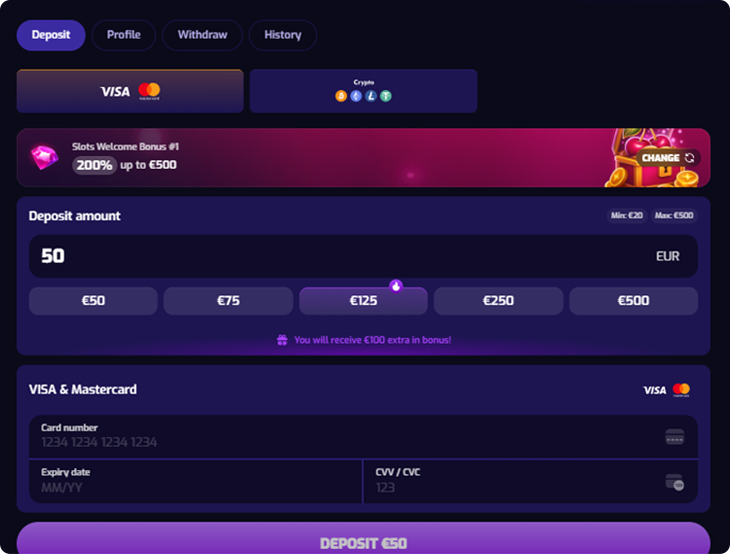 Trixino Casino Deposit Methods